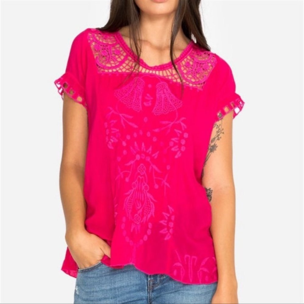 NWT Johnny Was Melrose Top Hot Pink Top